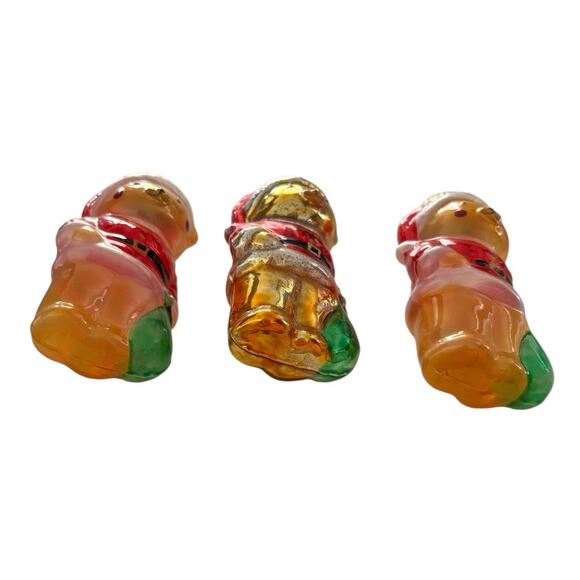 Christmas Ornament Glass 3 Teddy Bears Santa 3 1/2" Tall Vintage Holiday - Picture 4 of 5